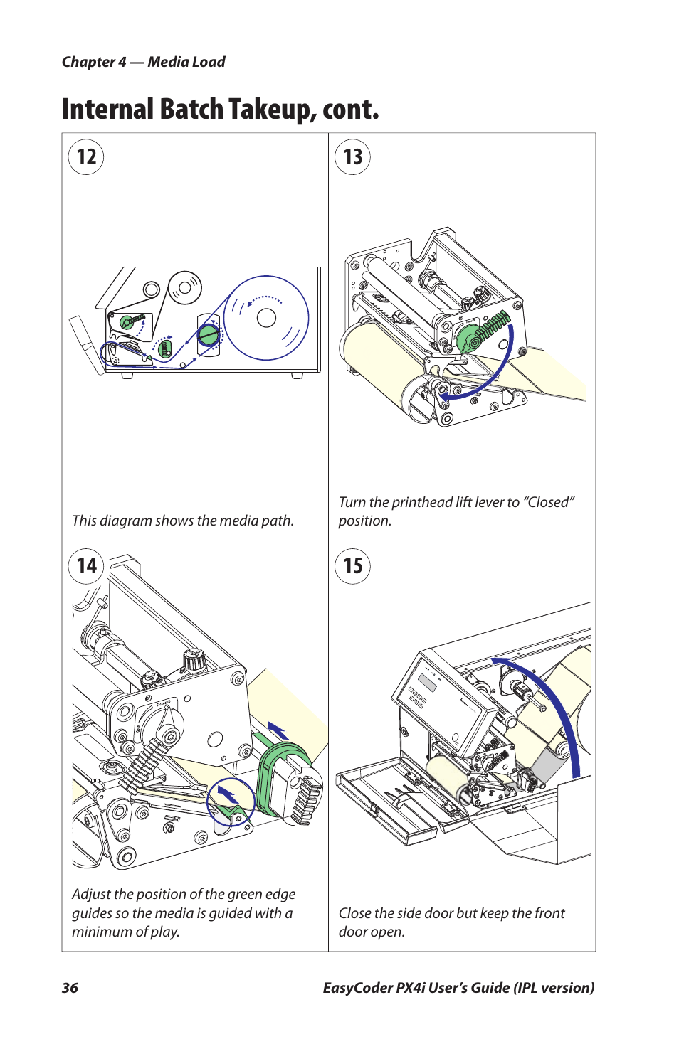Internal batch takeup, cont | Intermec PX4I User Manual | Page 50 / 136