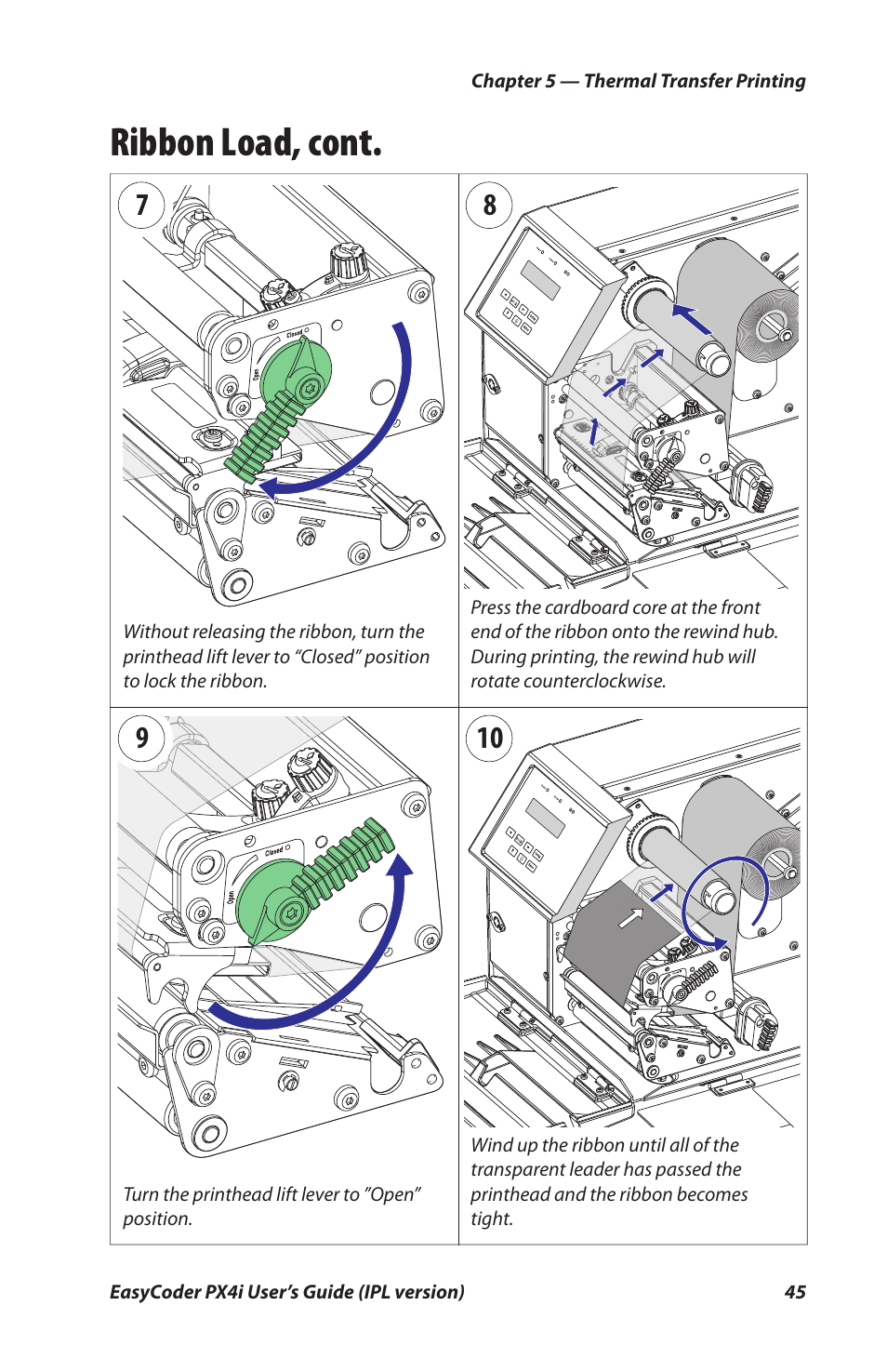 Ribbon load, cont | Intermec PX4I User Manual | Page 59 / 136