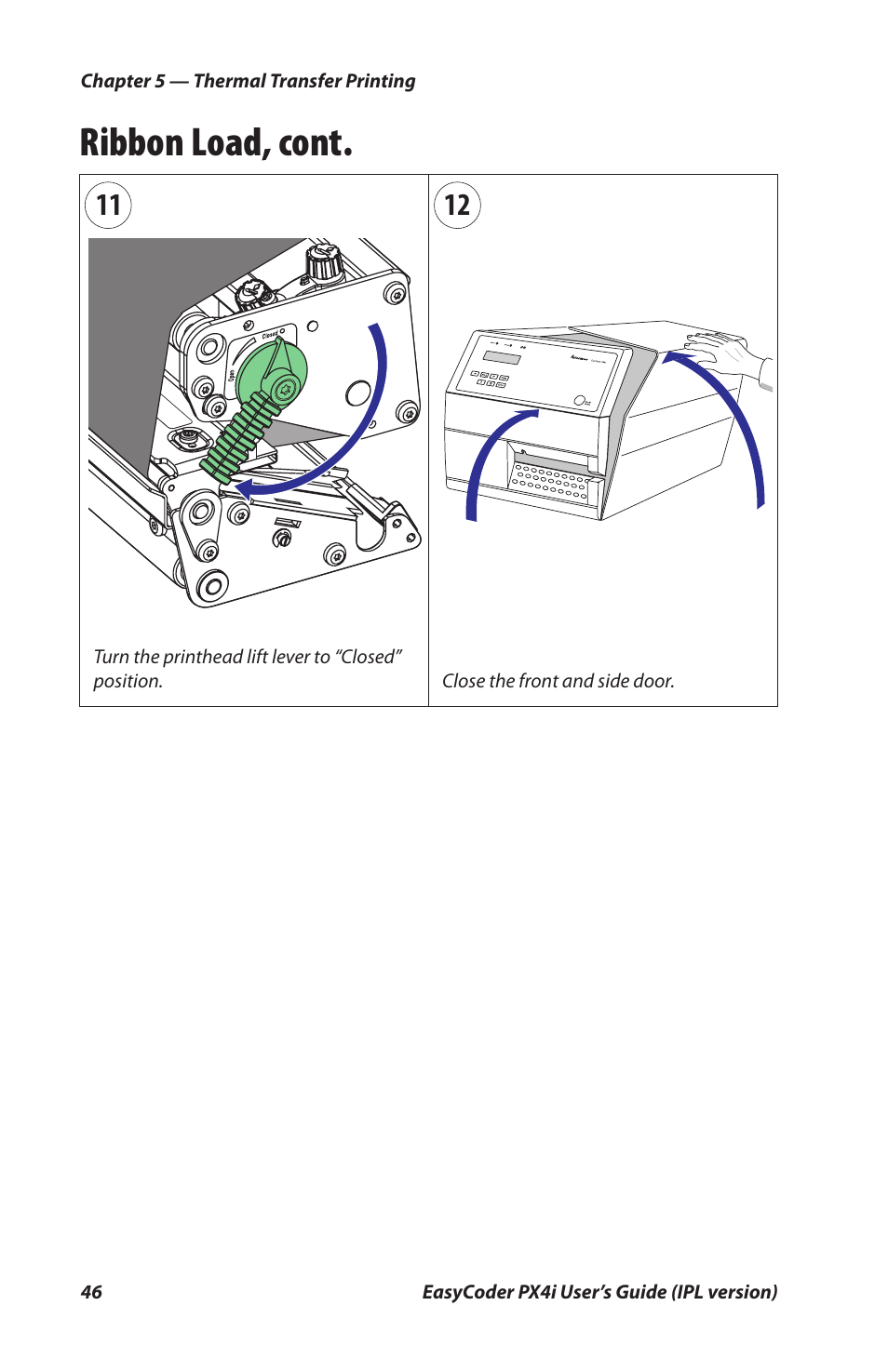 Ribbon load, cont | Intermec PX4I User Manual | Page 60 / 136