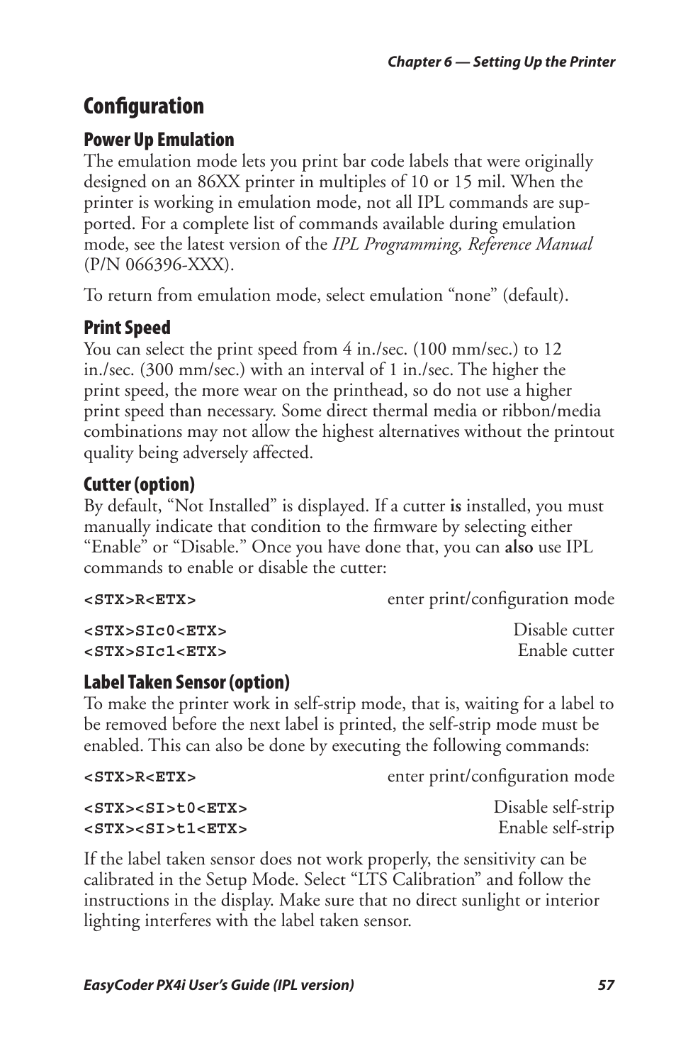 Conﬁ guration | Intermec PX4I User Manual | Page 71 / 136