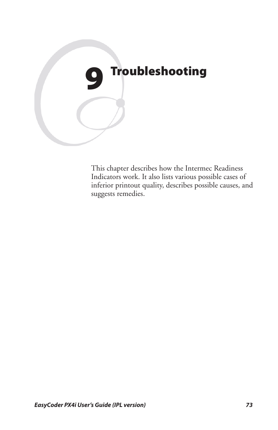 9 troubleshooting | Intermec PX4I User Manual | Page 87 / 136