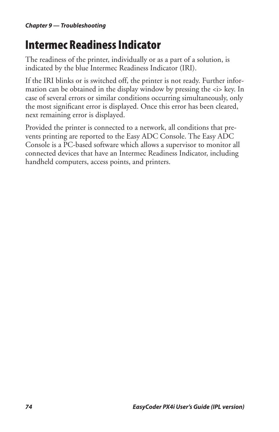 Intermec readiness indicator | Intermec PX4I User Manual | Page 88 / 136