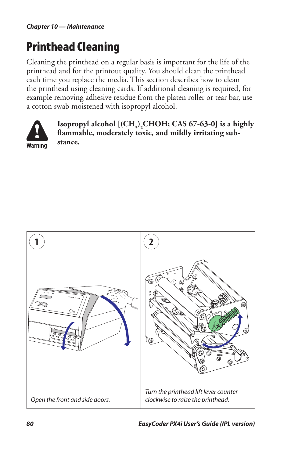 Printhead cleaning | Intermec PX4I User Manual | Page 94 / 136