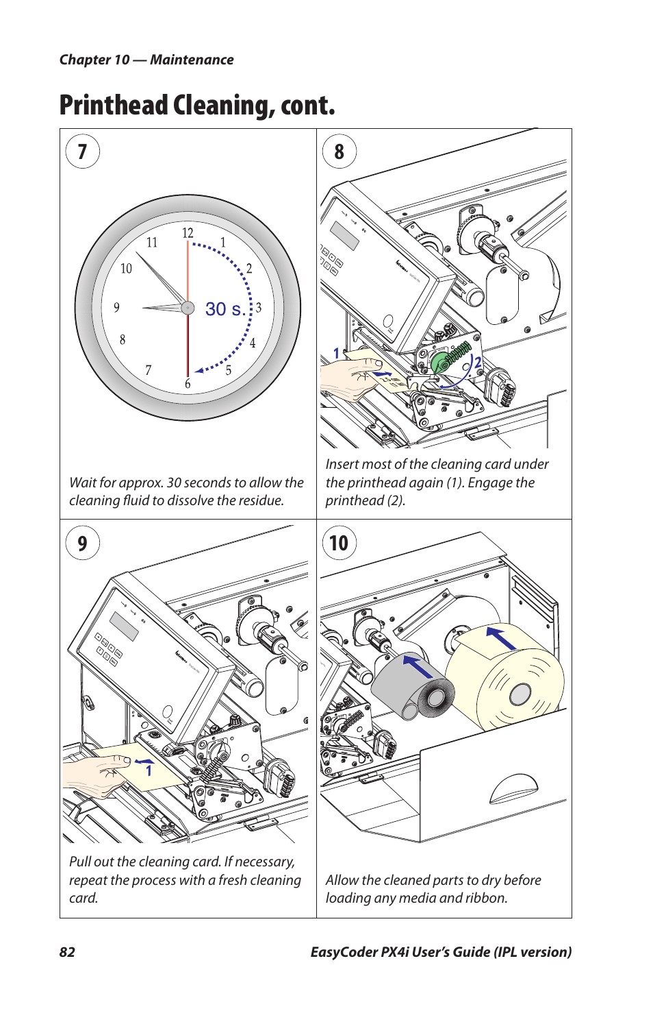 Printhead cleaning, cont | Intermec PX4I User Manual | Page 96 / 136