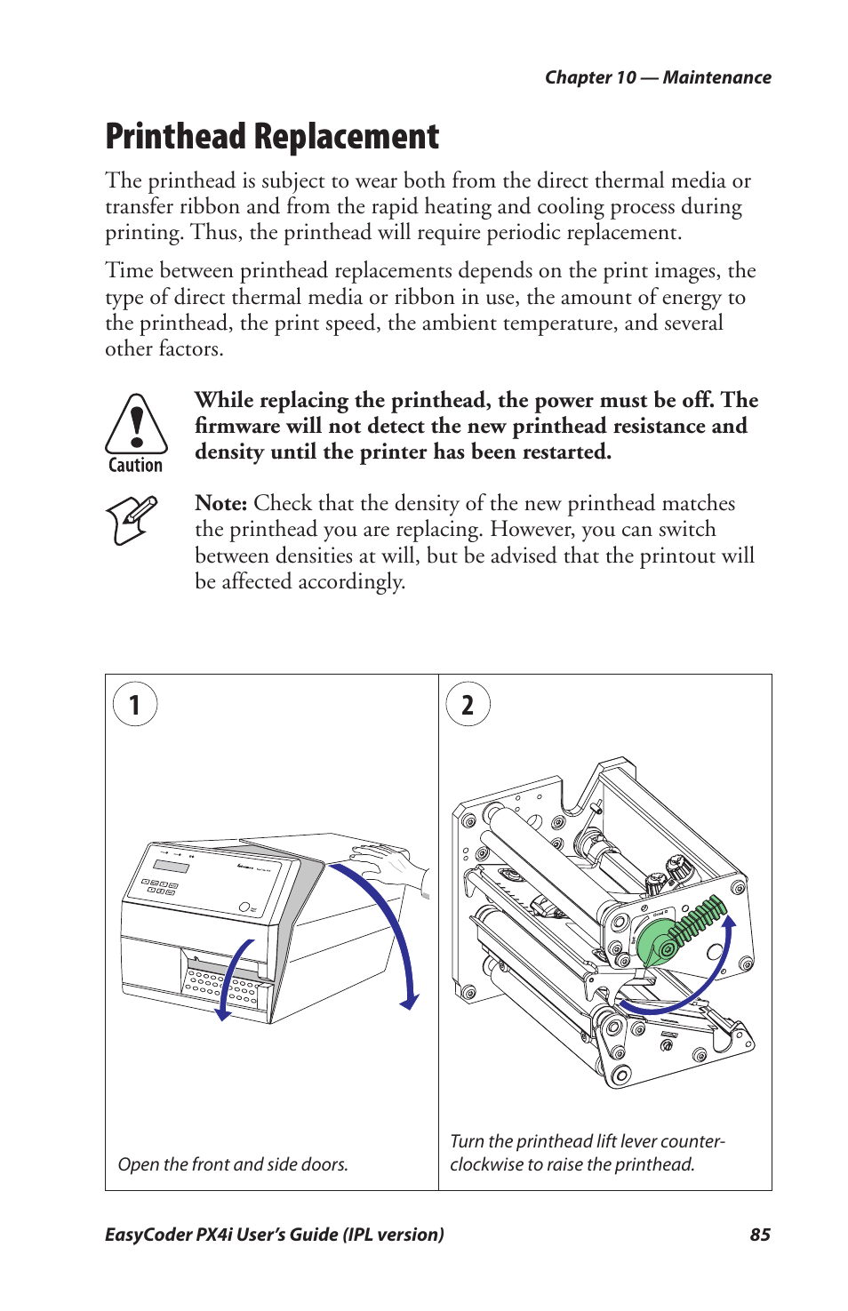 Printhead replacement | Intermec PX4I User Manual | Page 99 / 136