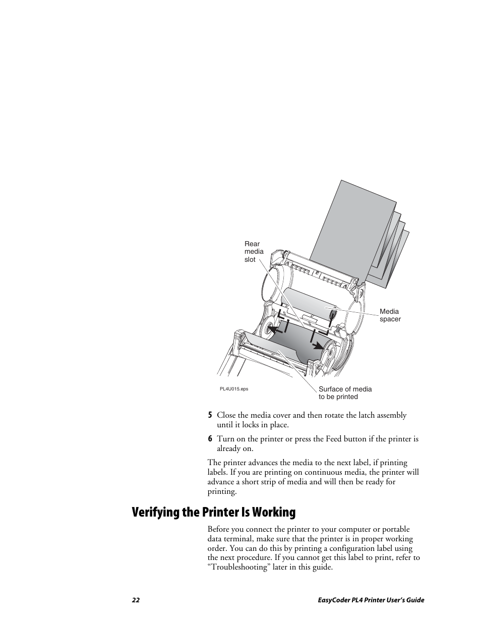 Verifying the printer is working | Intermec EASYCODER PL4 User Manual | Page 22 / 65
