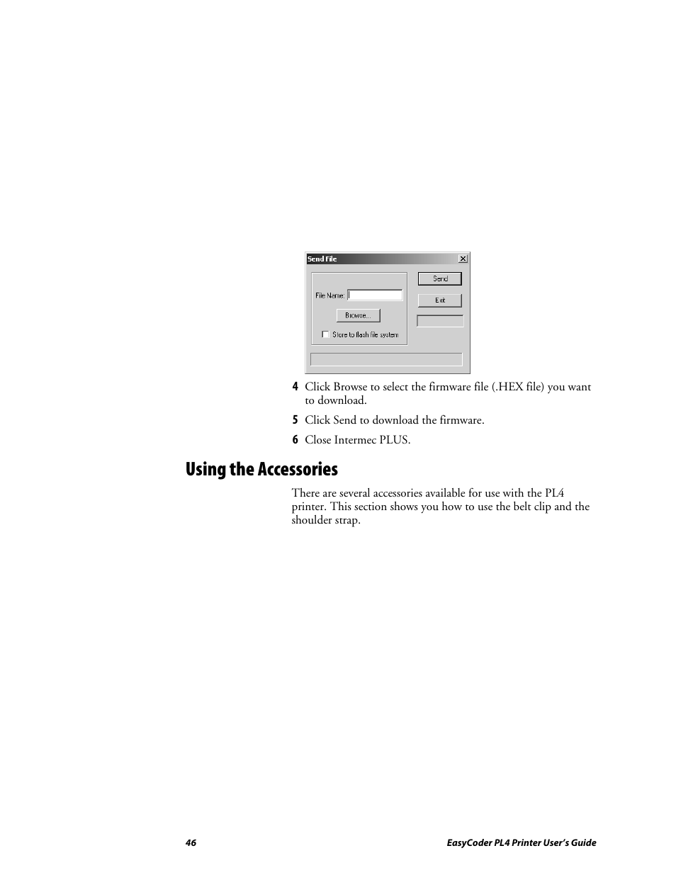 Using the accessories, Using the belt clip | Intermec EASYCODER PL4 User Manual | Page 46 / 65