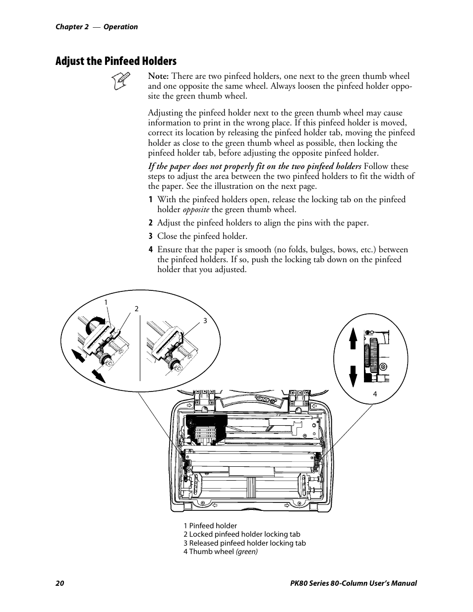 Adjust the pinfeed holders | Intermec PK80 User Manual | Page 32 / 84