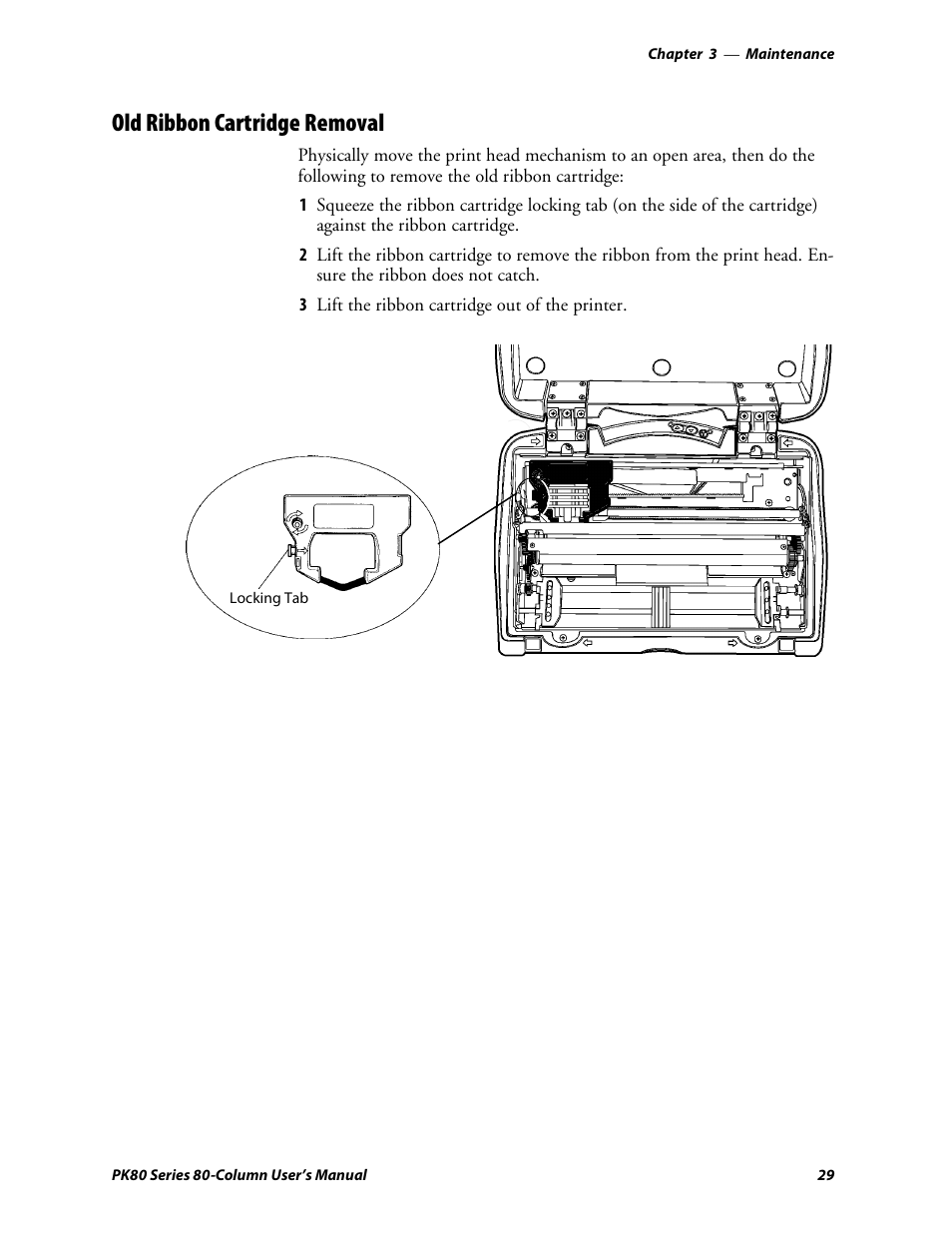 Old ribbon cartridge removal | Intermec PK80 User Manual | Page 41 / 84