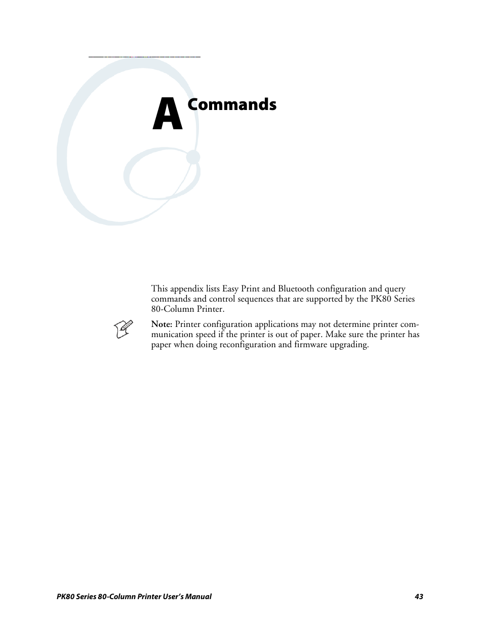 Appendix a: commands | Intermec PK80 User Manual | Page 55 / 84