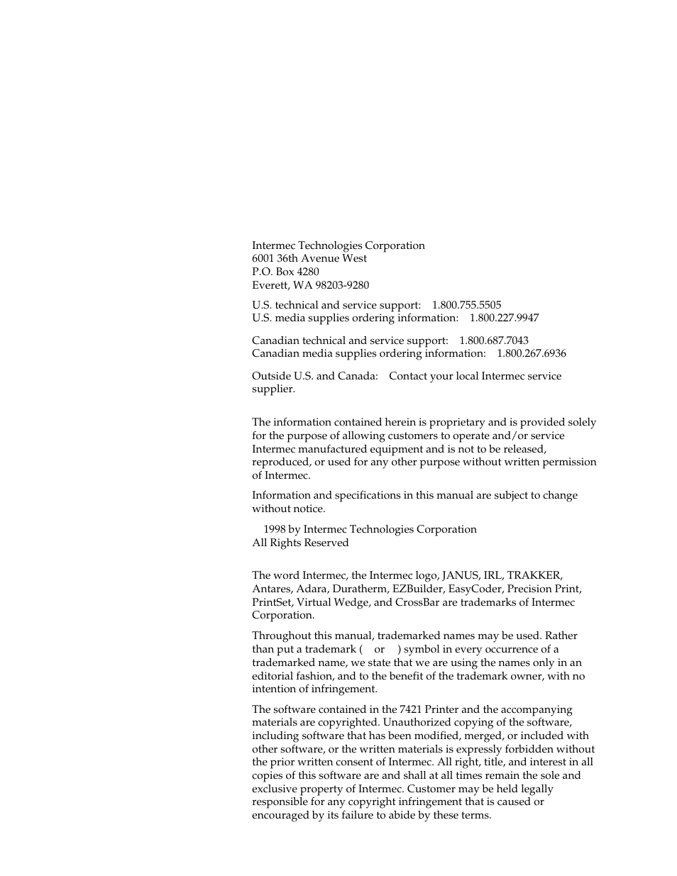 Intermec EASYCODER 7421 User Manual | Page 2 / 98