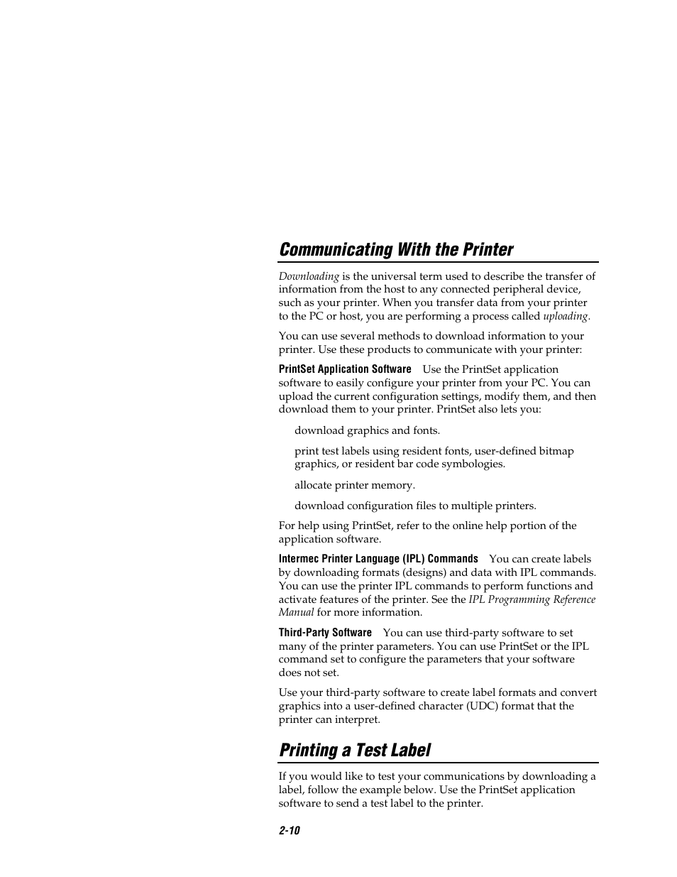 Co de 39, Communicating with the printer, Printing a test label | Intermec EASYCODER 7421 User Manual | Page 40 / 98