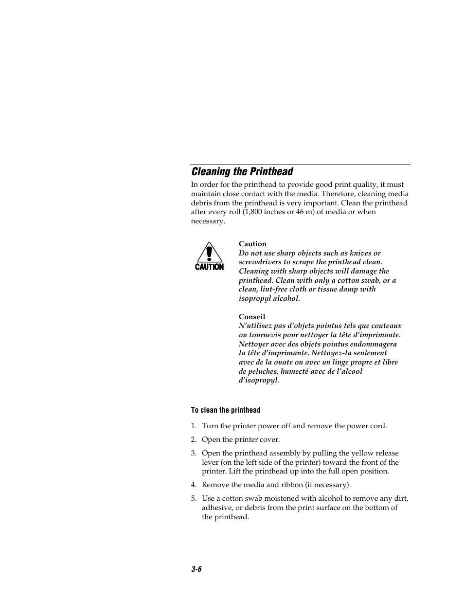 Cleaning the printhead | Intermec EASYCODER 7421 User Manual | Page 50 / 98