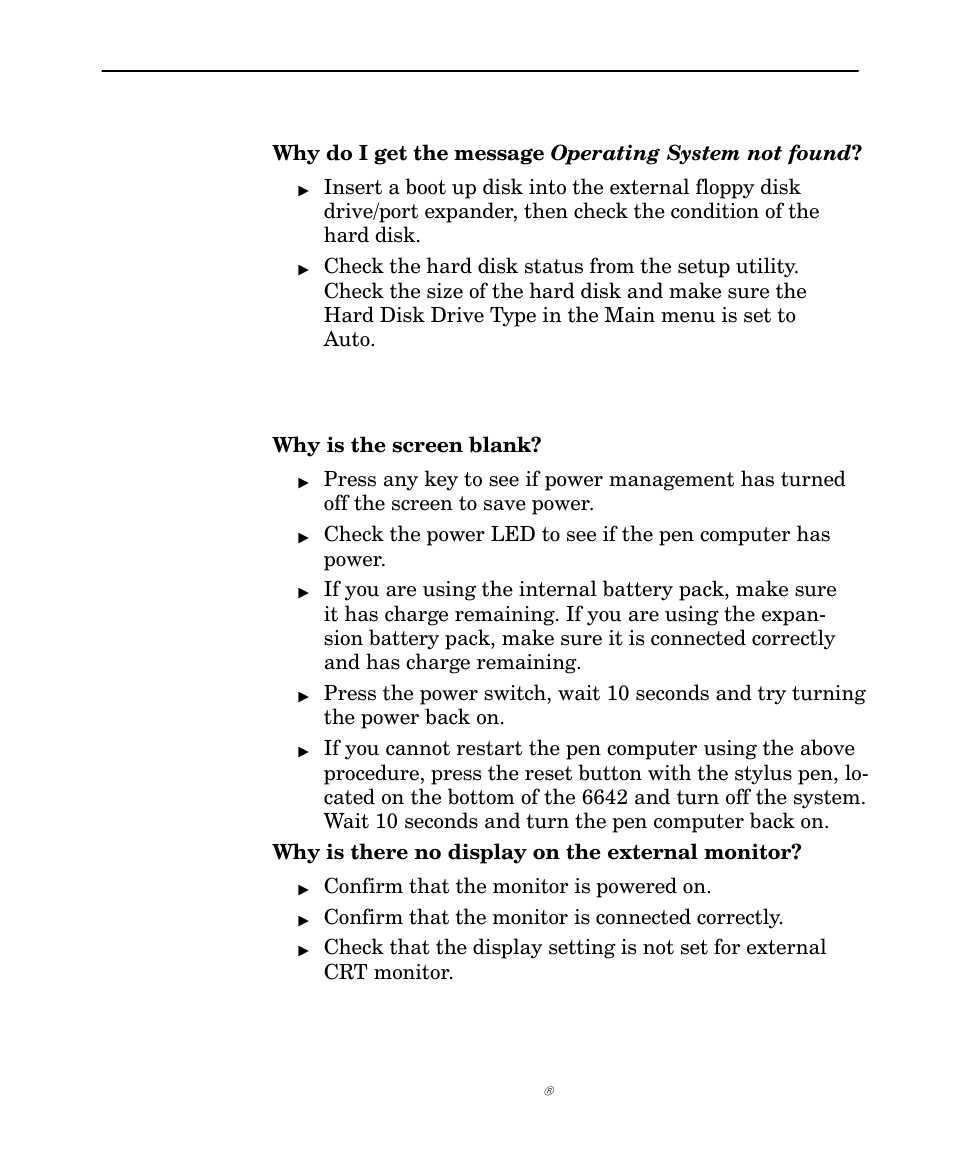 Problems with display | Intermec NORAND 6642 User Manual | Page 70 / 77