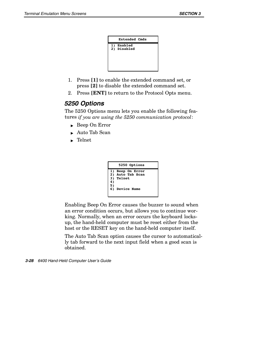 5250 options | Intermec 6400 User Manual | Page 100 / 196