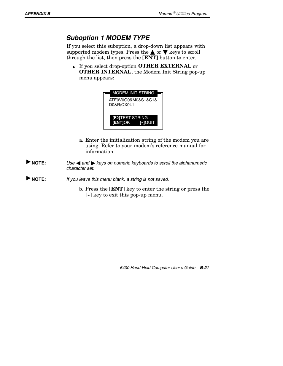 Suboption 1 modem type | Intermec 6400 User Manual | Page 171 / 196