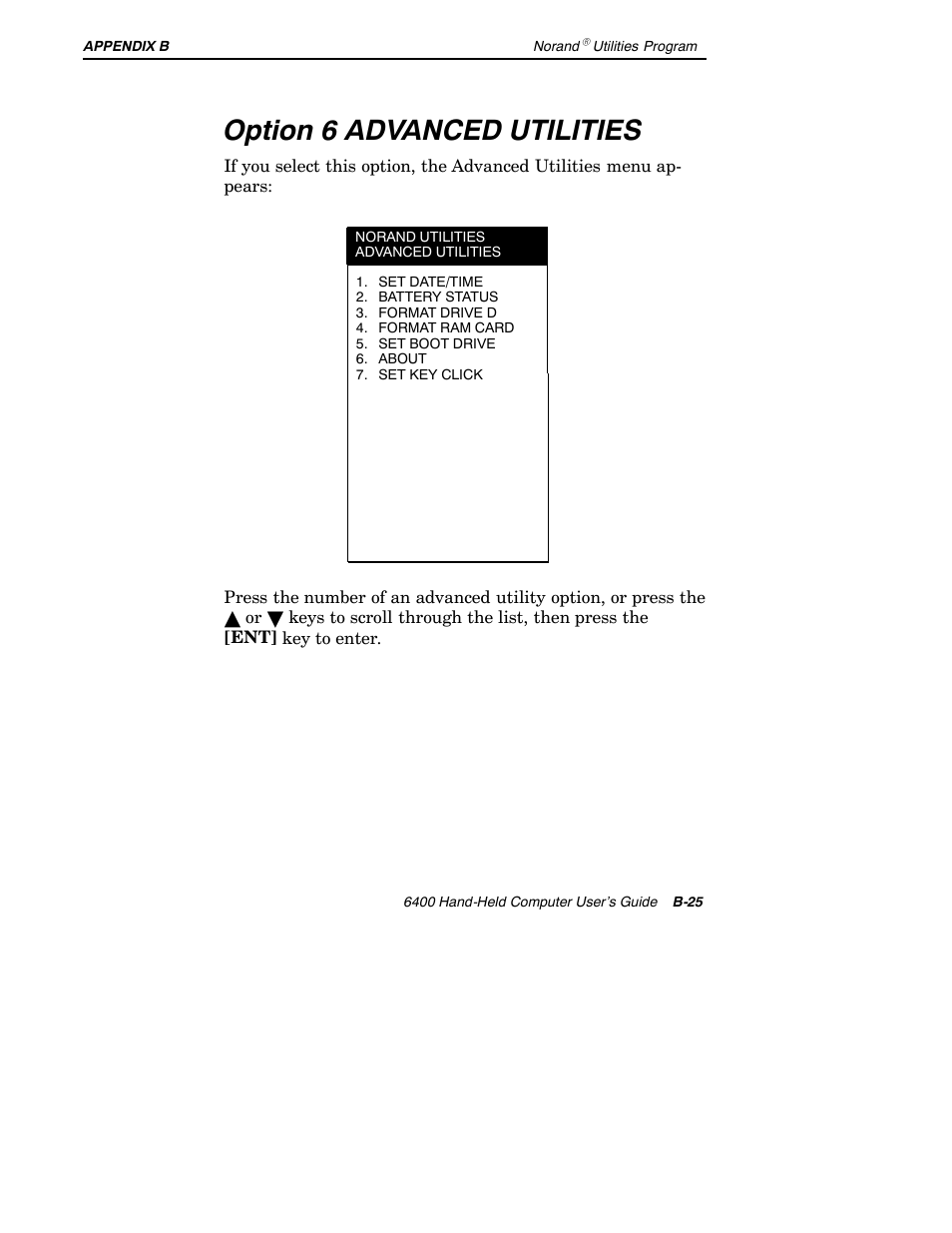 Option 6 advanced utilities | Intermec 6400 User Manual | Page 175 / 196