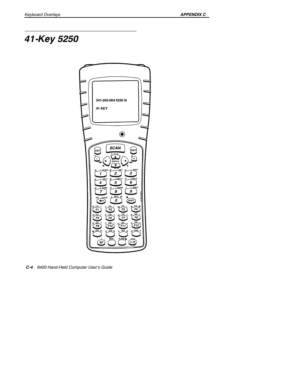 Key 5250 | Intermec 6400 User Manual | Page 184 / 196