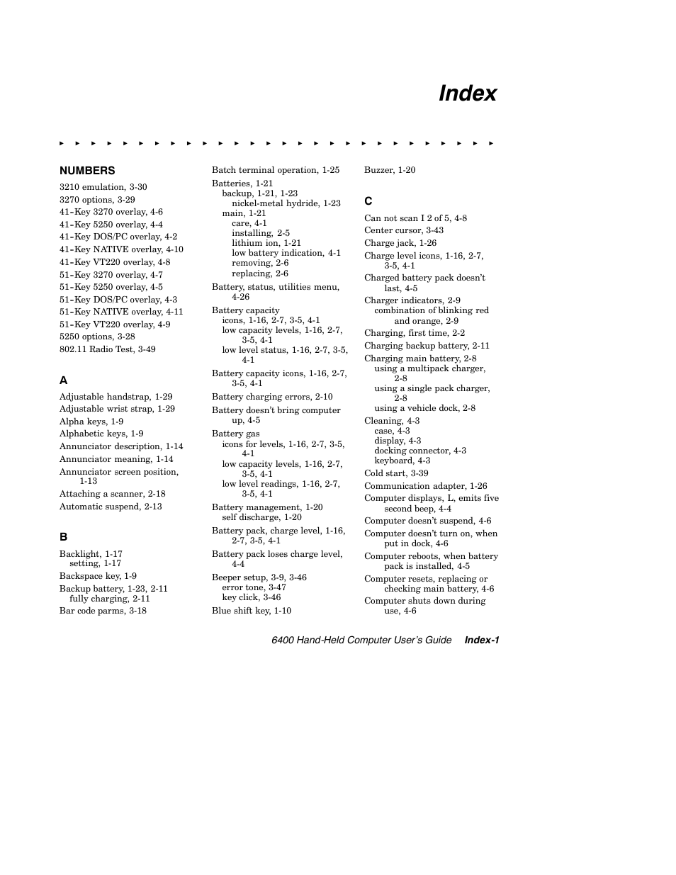 Index, Numbers | Intermec 6400 User Manual | Page 193 / 196
