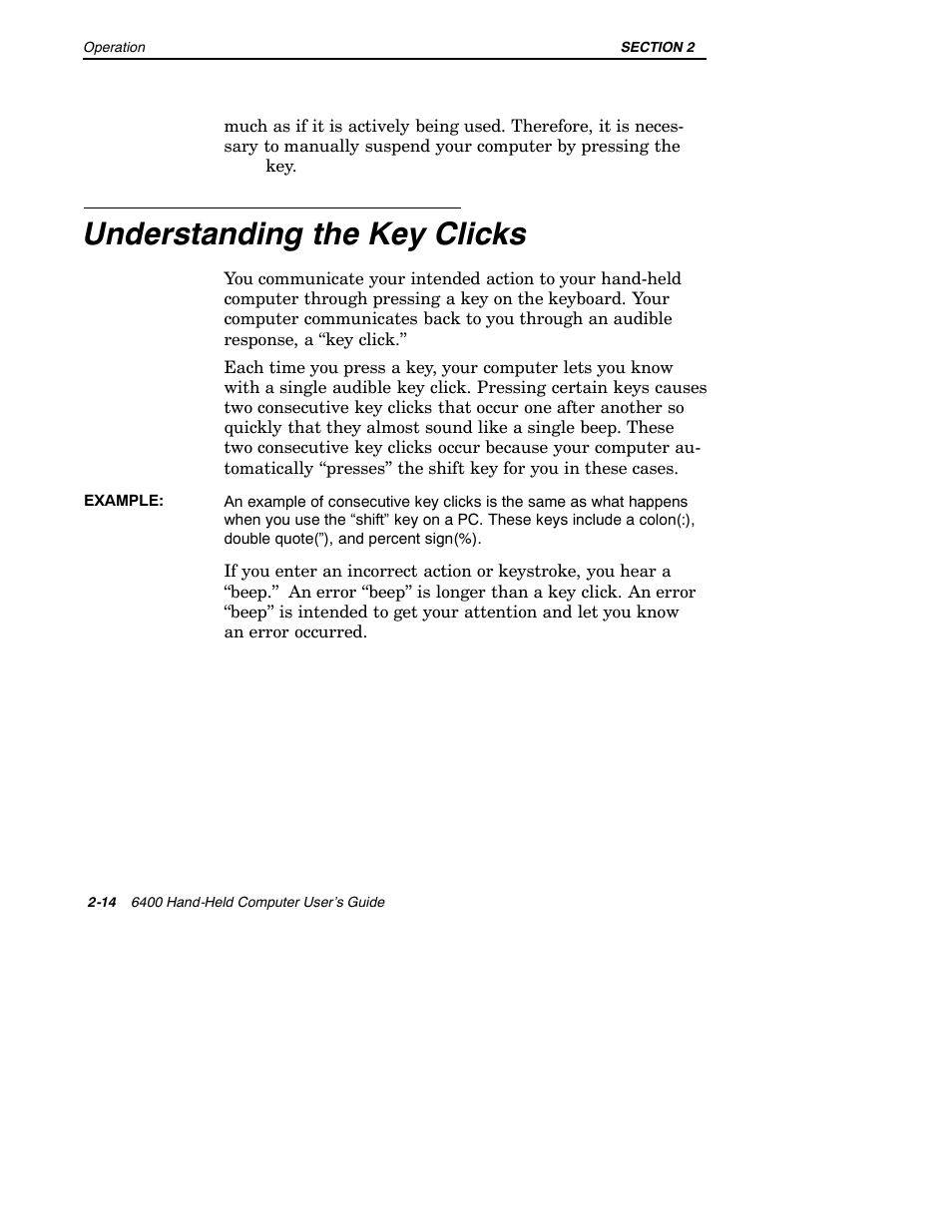 Understanding the key clicks | Intermec 6400 User Manual | Page 56 / 196