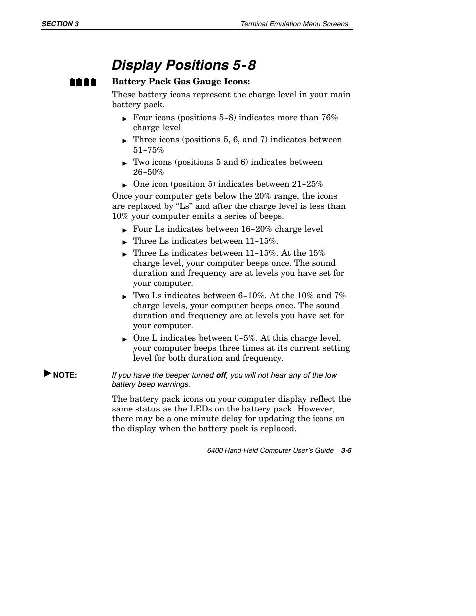 Display positions 5- 8 | Intermec 6400 User Manual | Page 77 / 196