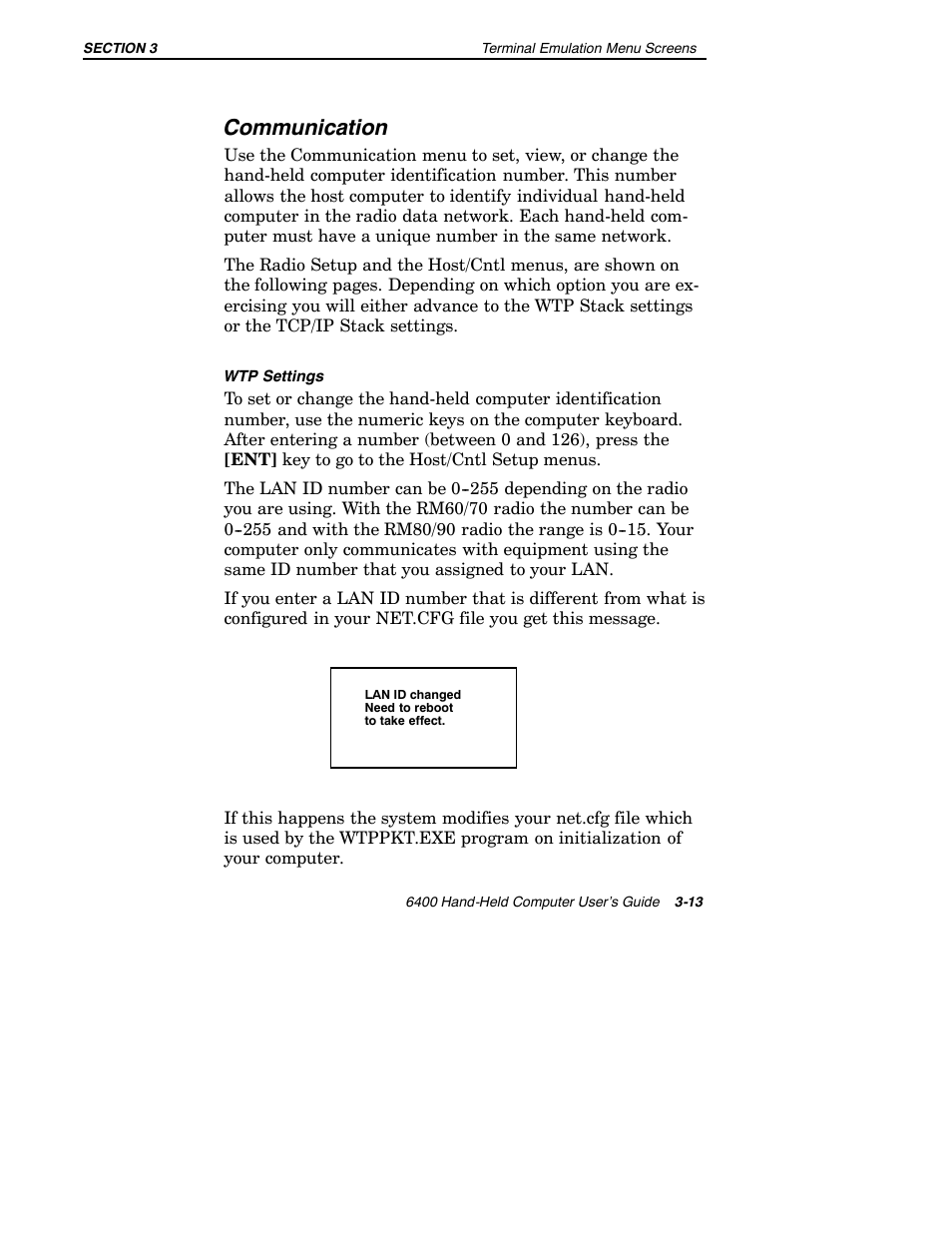 Communication | Intermec 6400 User Manual | Page 85 / 196