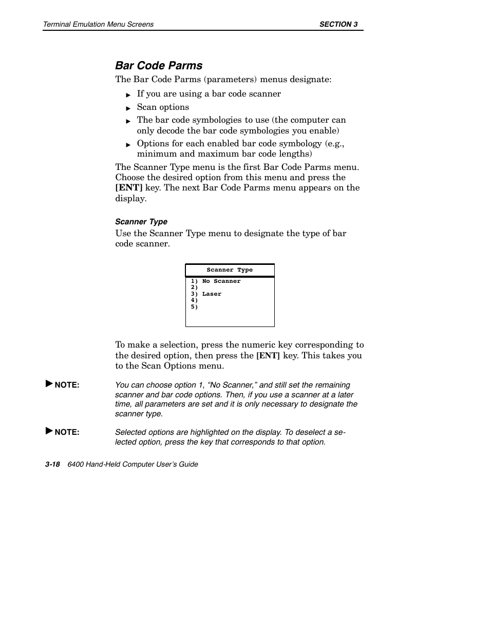 Bar code parms | Intermec 6400 User Manual | Page 90 / 196