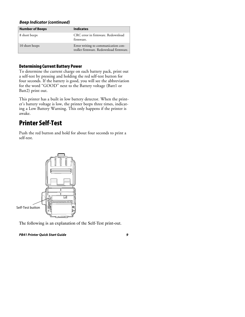 Printer self-test | Intermec PB41 User Manual | Page 9 / 24