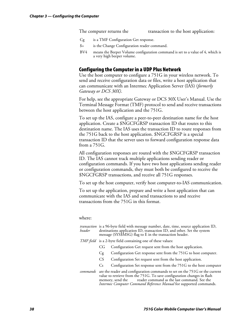 Configuring the computer in a udp plus network | Intermec 751G User Manual | Page 52 / 156