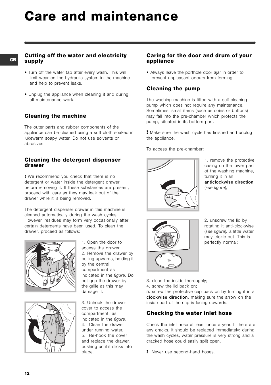 Care and maintenance | Indesit SIXL 145 User Manual | Page 12 / 16