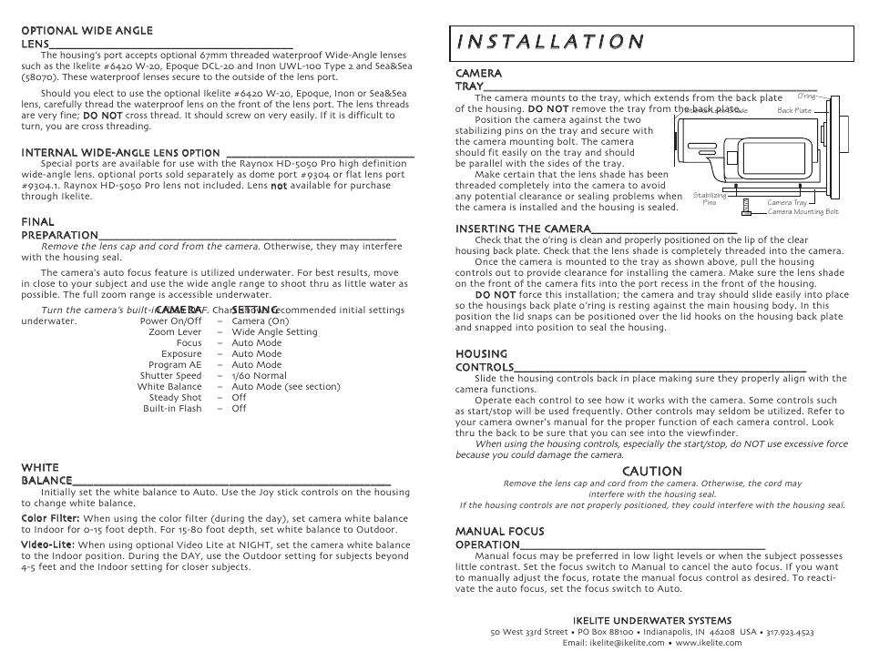 Ikelite Cannon HV-20 User Manual | Page 2 / 2