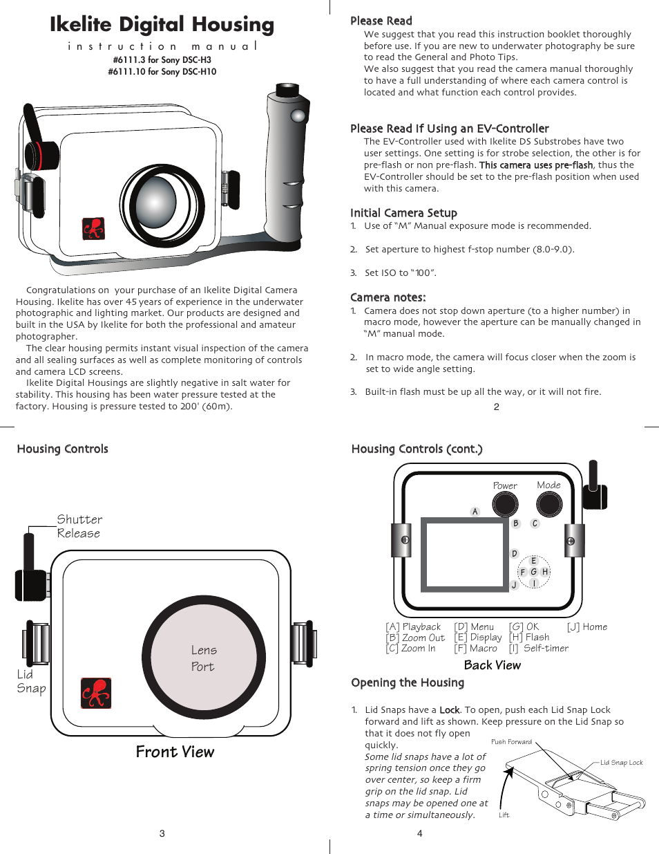 Ikelite DSC-H3 User Manual | 5 pages