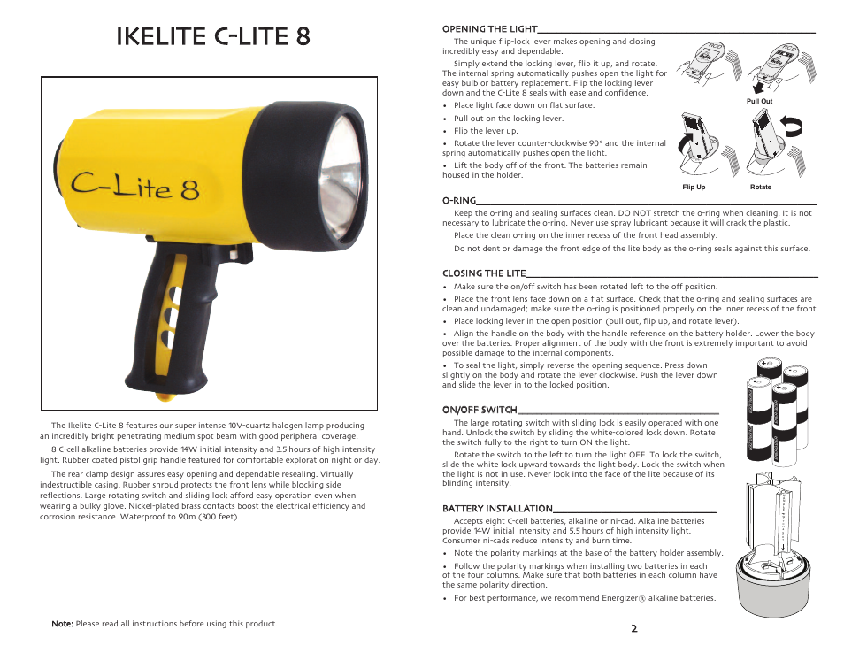 Ikelite C-Lite 8 User Manual | 2 pages