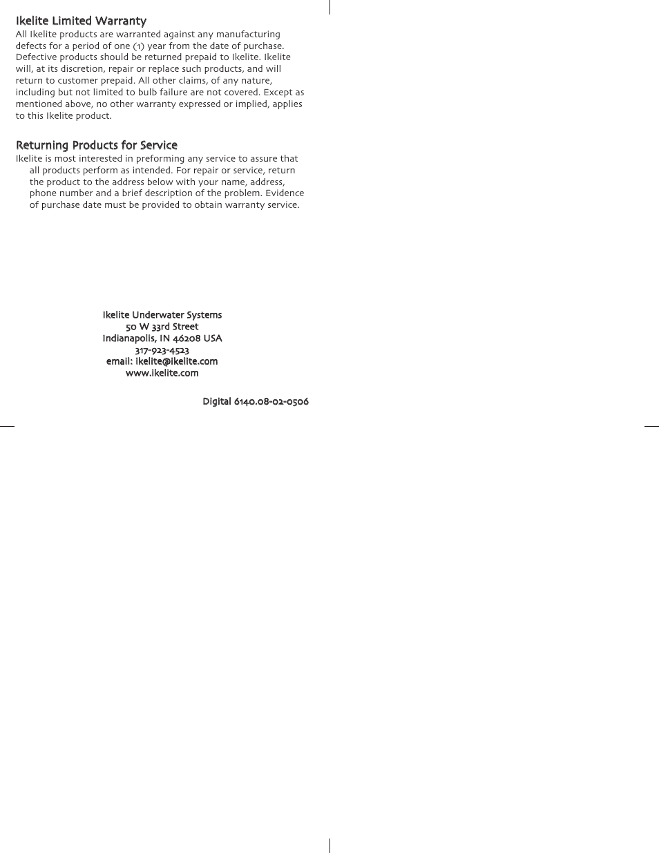 Ikelite SD630 User Manual | Page 7 / 7