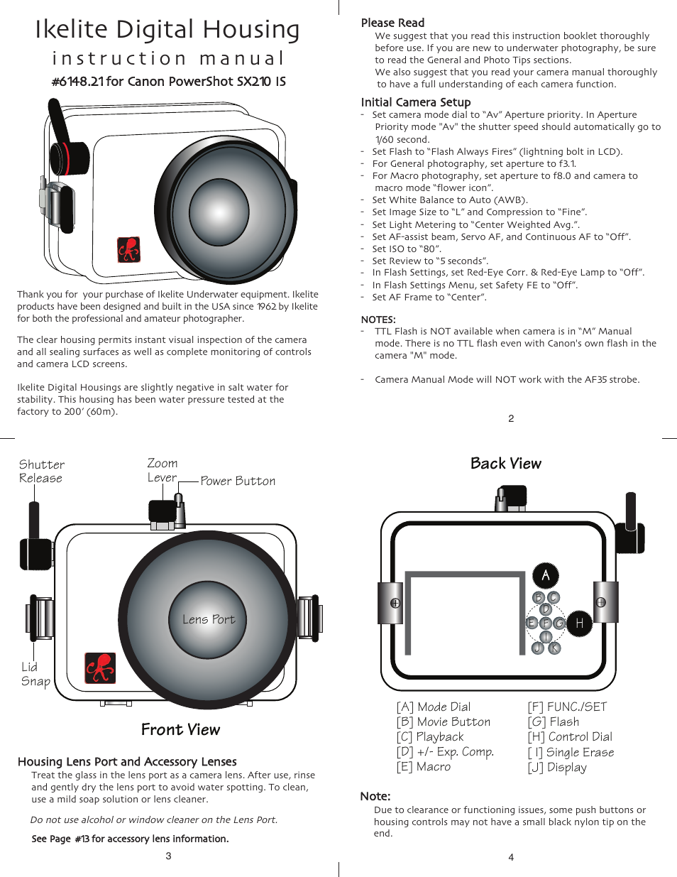 Ikelite SX210 IS User Manual | 5 pages