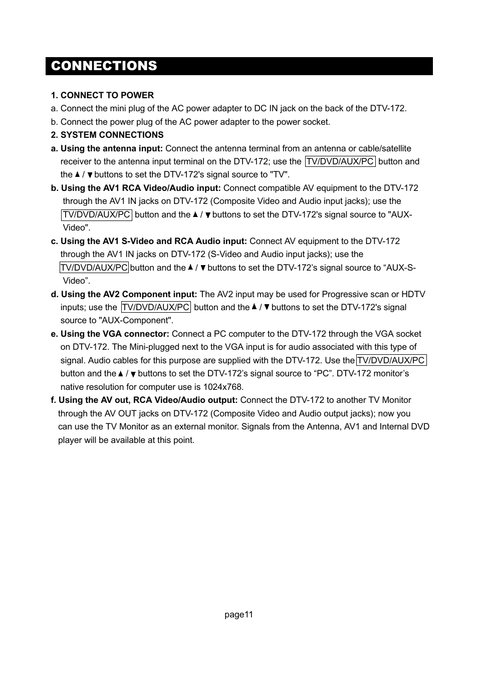 Connections | Initial Technology DTV-172 User Manual | Page 14 / 51