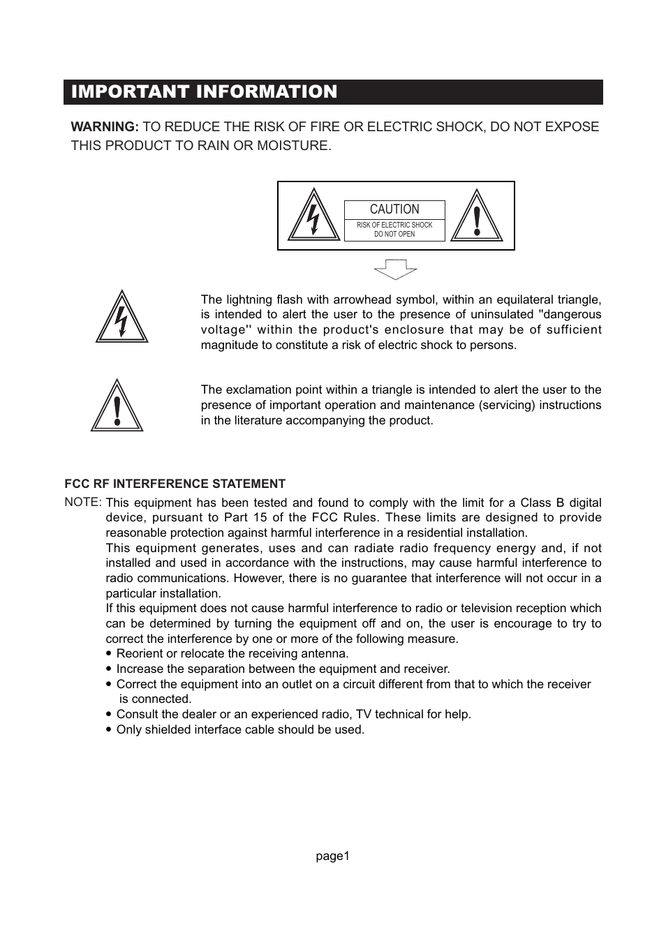 Important information | Initial Technology DTV-172 User Manual | Page 4 / 51