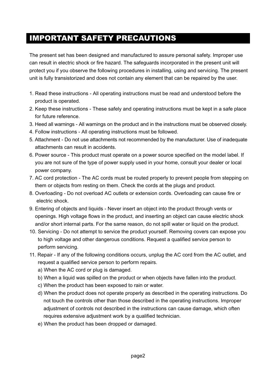 Important safety precautions | Initial Technology DTV-172 User Manual | Page 5 / 51