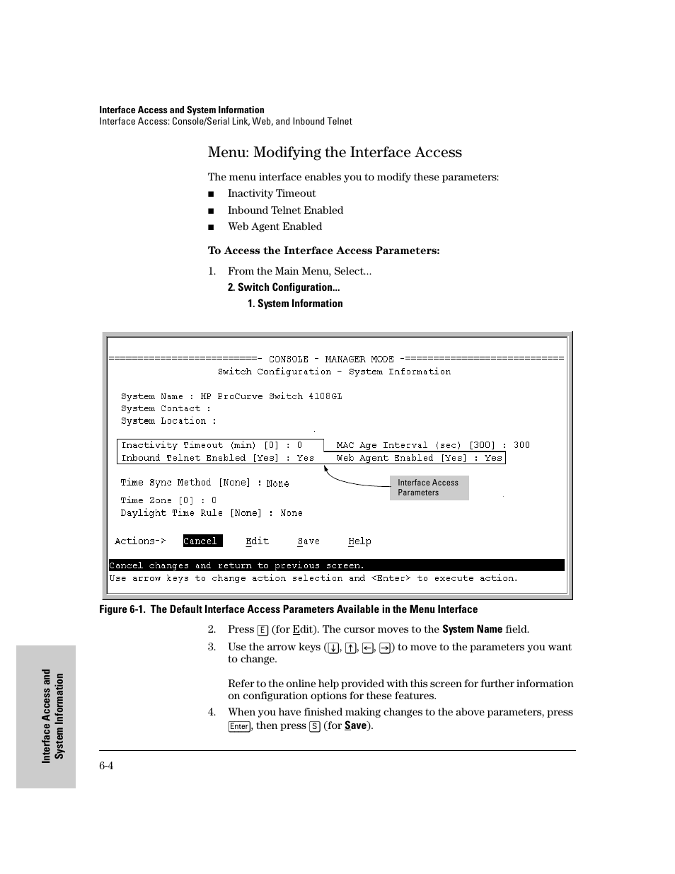 Menu: modifying the interface access, Menu: modifying the interface access -4 | IronPort Systems 4108GL User Manual | Page 106 / 483