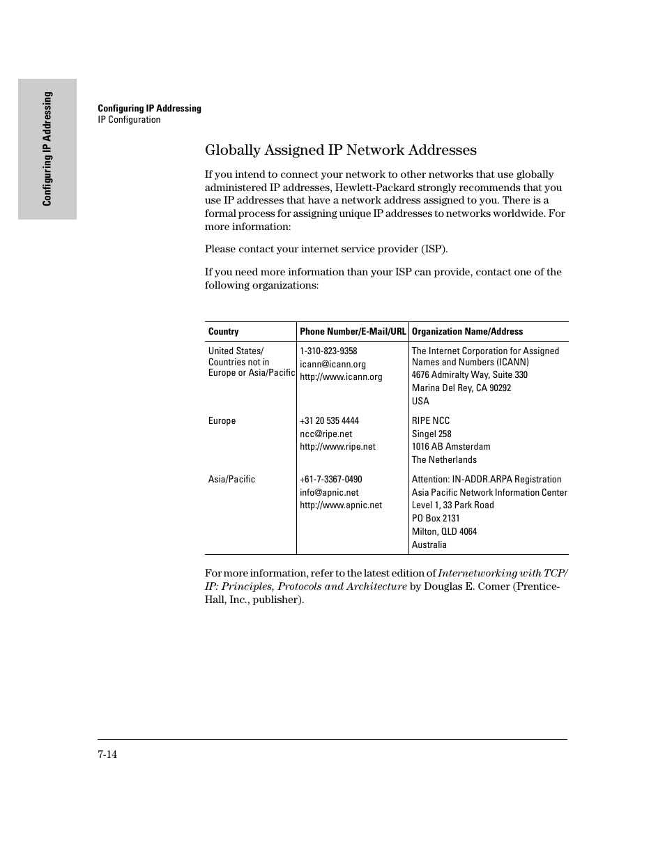 Globally assigned ip network addresses, Globally assigned ip network addresses -14 | IronPort Systems 4108GL User Manual | Page 130 / 483