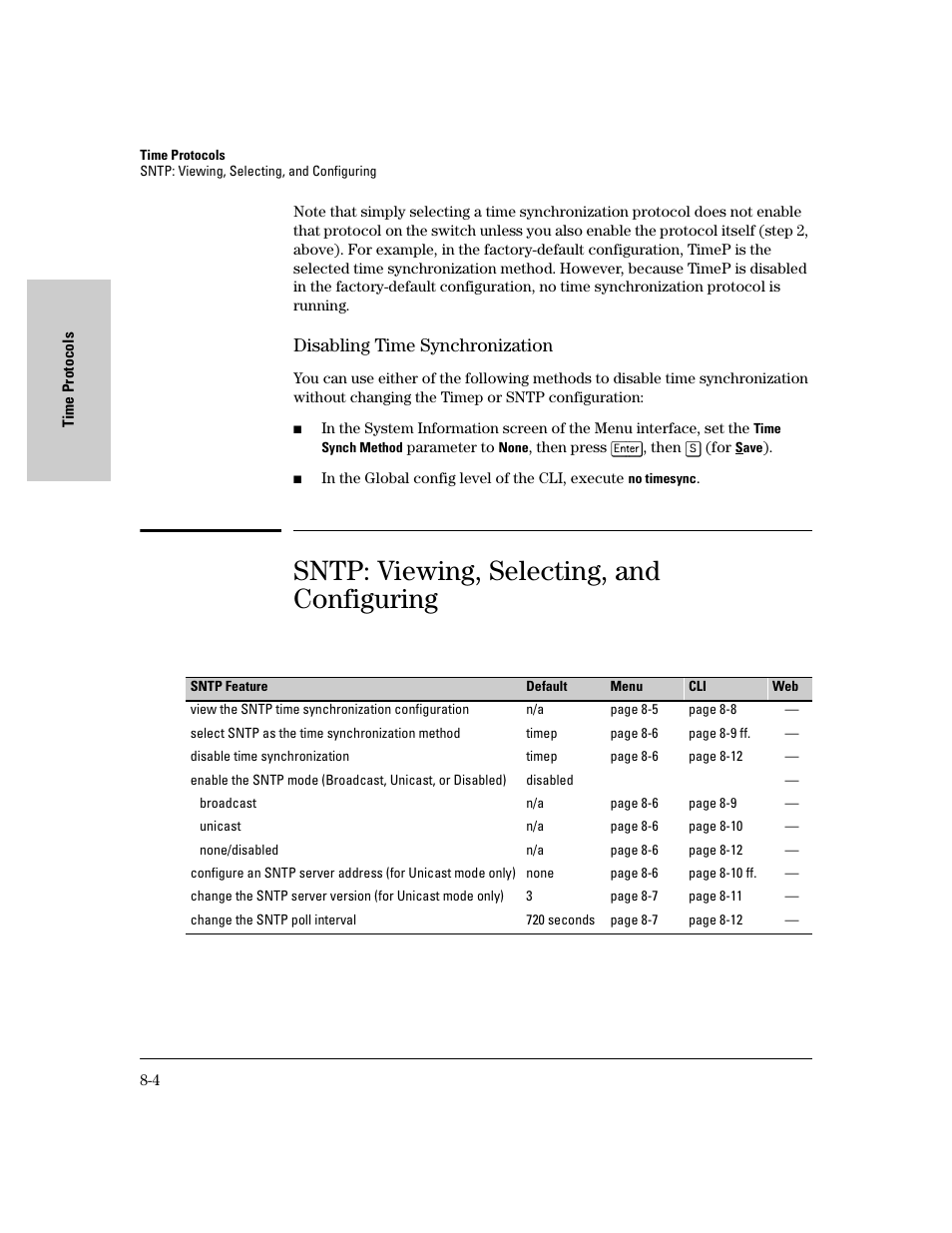 Disabling time synchronization, Sntp: viewing, selecting, and configuring, Disabling time synchronization -4 | Sntp: viewing, selecting, and configuring -4 | IronPort Systems 4108GL User Manual | Page 134 / 483