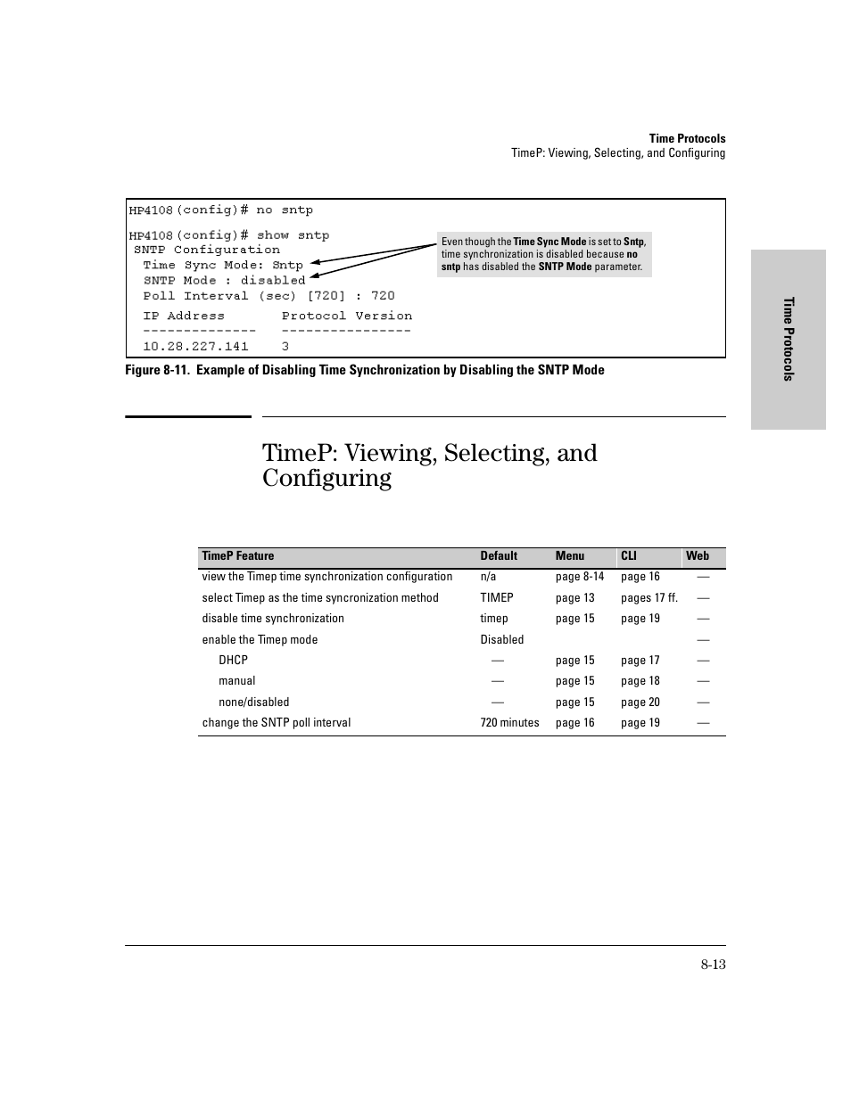 Timep: viewing, selecting, and configuring, Timep: viewing, selecting, and configuring -13 | IronPort Systems 4108GL User Manual | Page 143 / 483