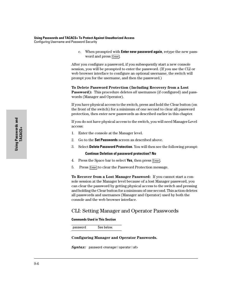 Cli: setting manager and operator passwords, Cli: setting manager and operator passwords -6 | IronPort Systems 4108GL User Manual | Page 160 / 483