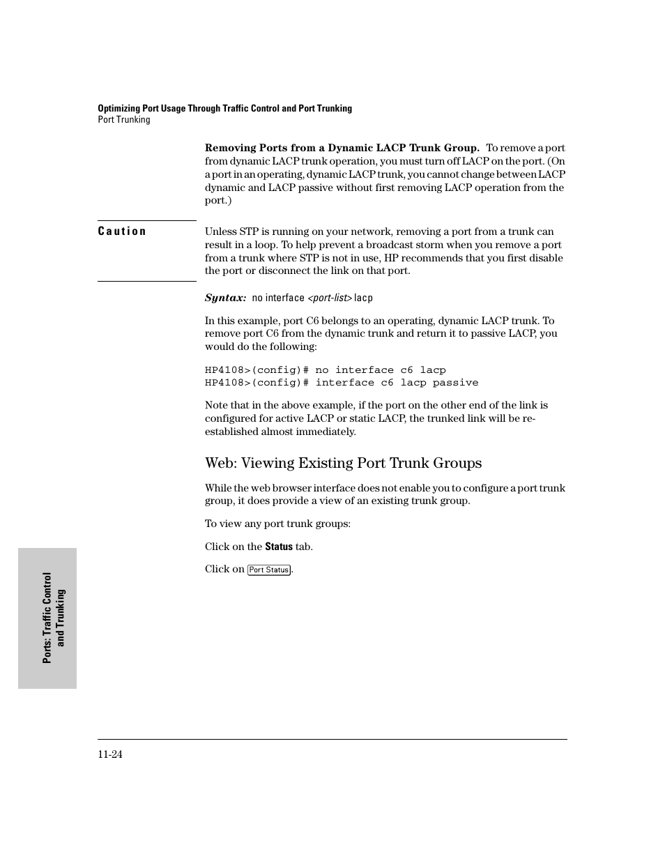 Web: viewing existing port trunk groups, Web: viewing existing port trunk groups -24 | IronPort Systems 4108GL User Manual | Page 222 / 483