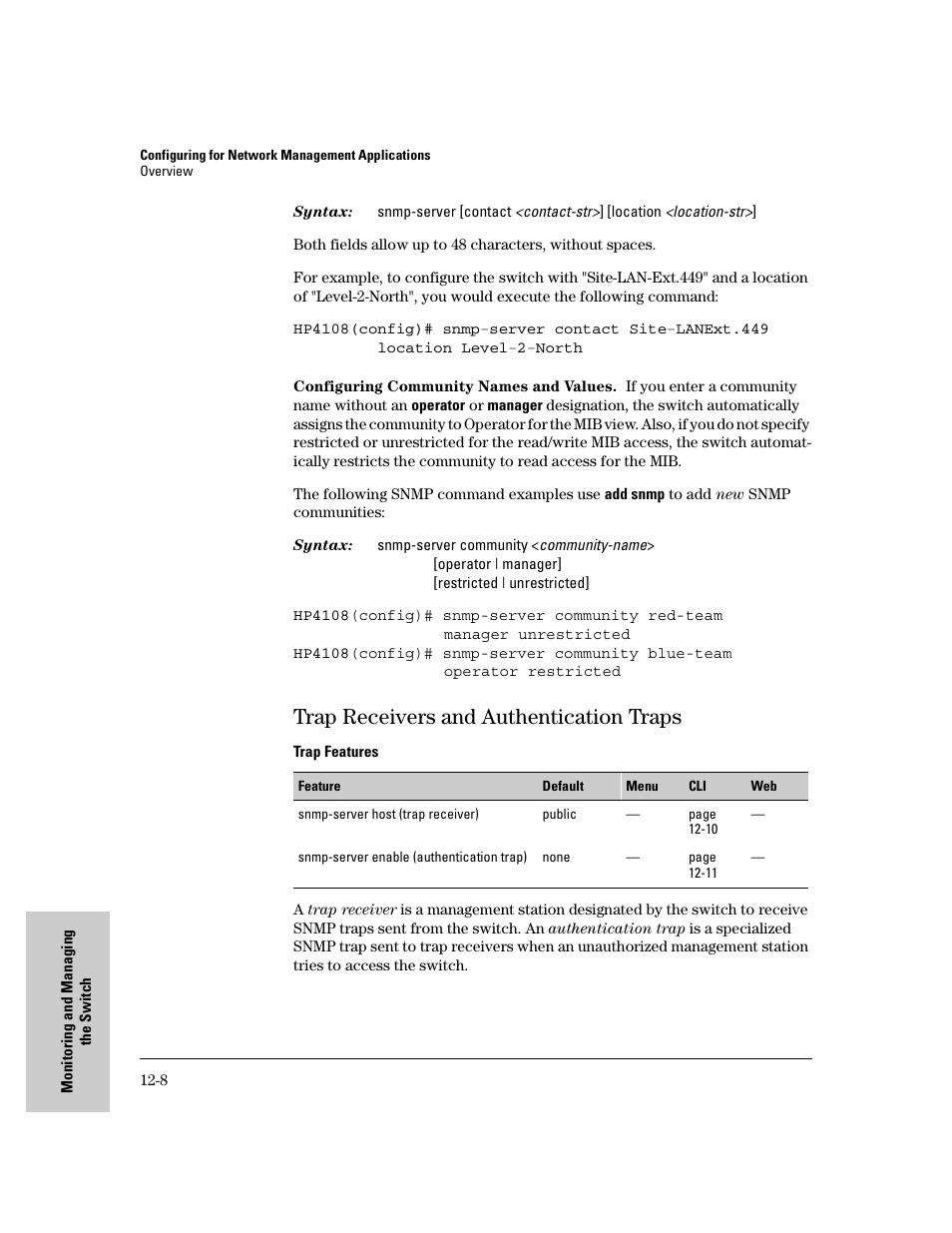 Trap receivers and authentication traps, Trap receivers and authentication traps -8 | IronPort Systems 4108GL User Manual | Page 238 / 483