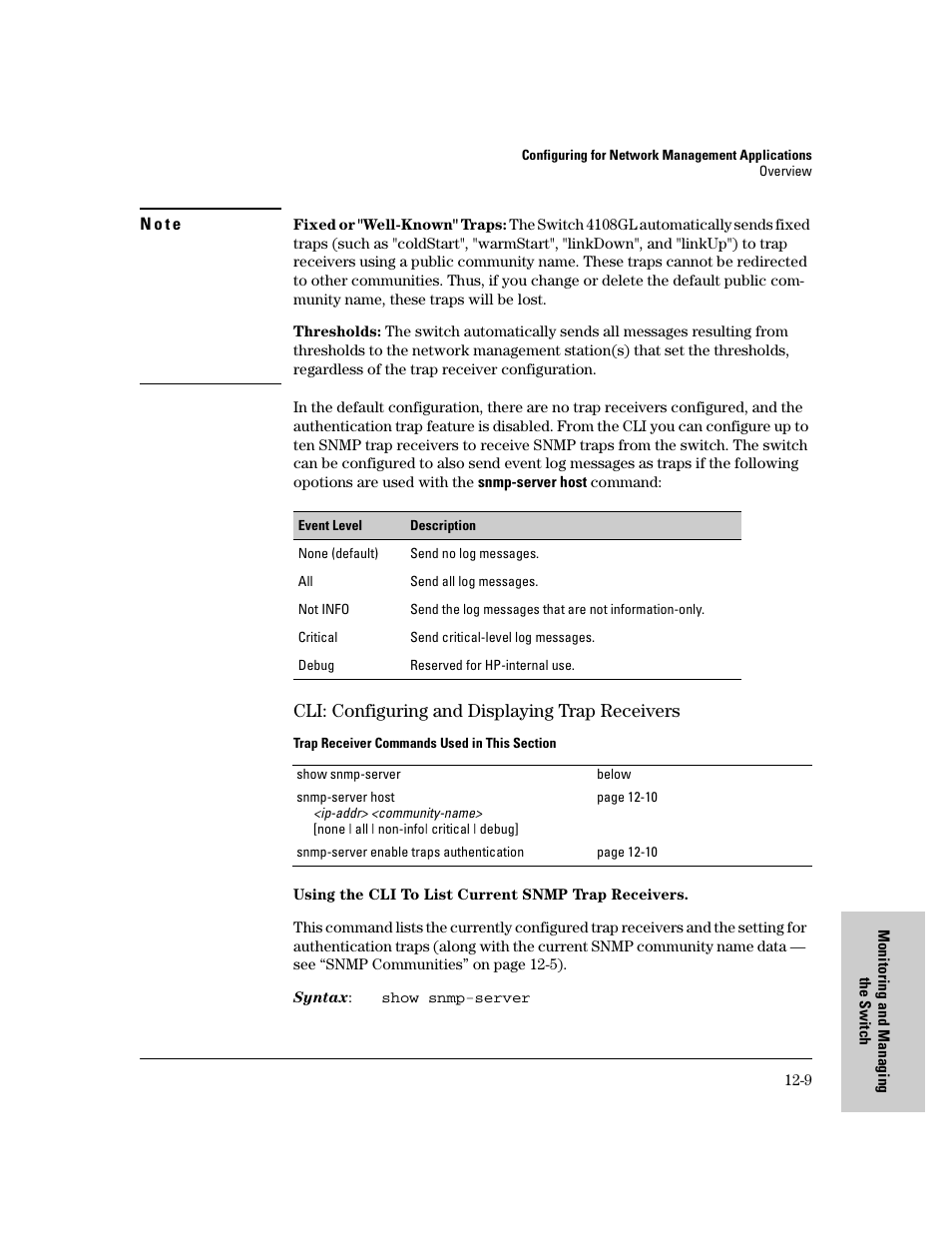 Cli: configuring and displaying trap receivers, Cli: configuring and displaying trap receivers -9 | IronPort Systems 4108GL User Manual | Page 239 / 483