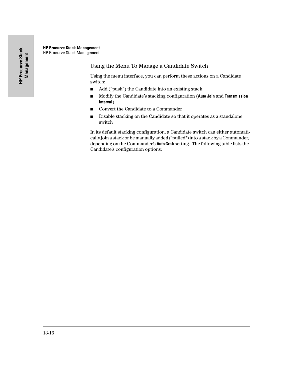 Using the menu to manage a candidate switch, Using the menu to manage a candidate switch -16 | IronPort Systems 4108GL User Manual | Page 274 / 483