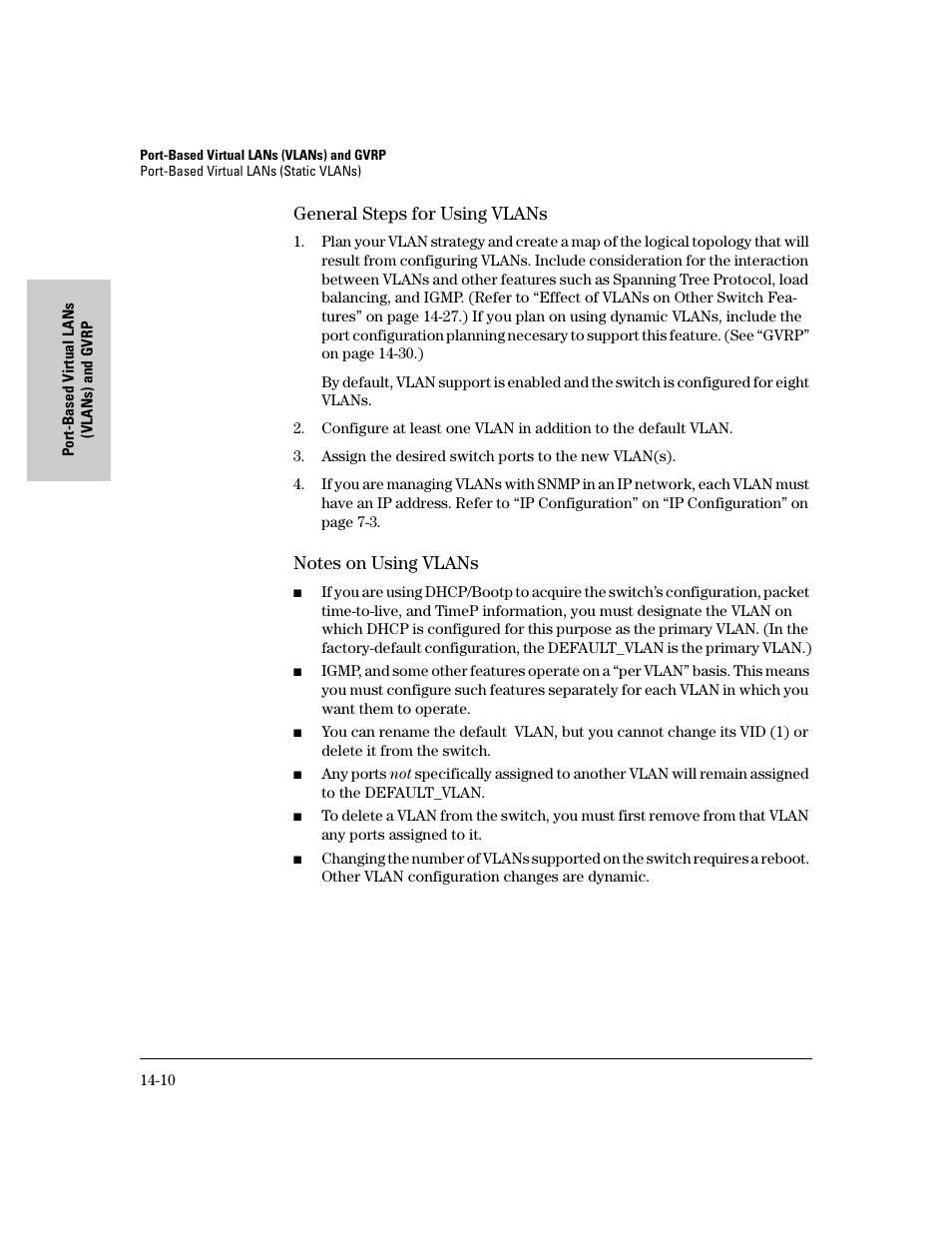 General steps for using vlans, Notes on using vlans | IronPort Systems 4108GL User Manual | Page 316 / 483