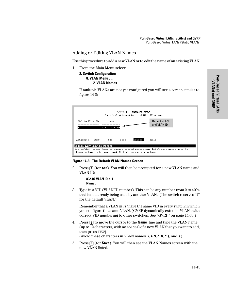 Adding or editing vlan names, Adding or editing vlan names -13 | IronPort Systems 4108GL User Manual | Page 319 / 483