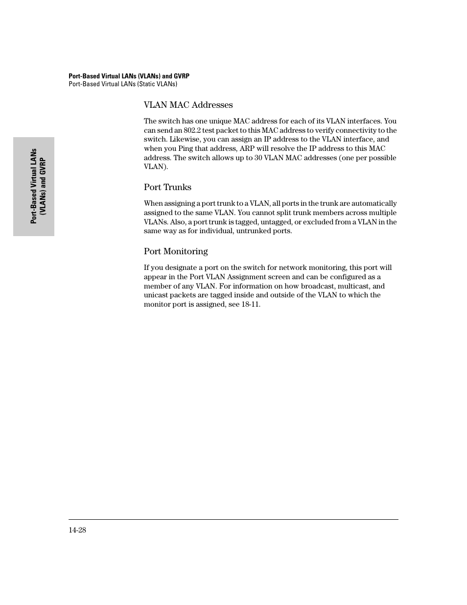 Vlan mac addresses, Port trunks, Port monitoring | IronPort Systems 4108GL User Manual | Page 334 / 483